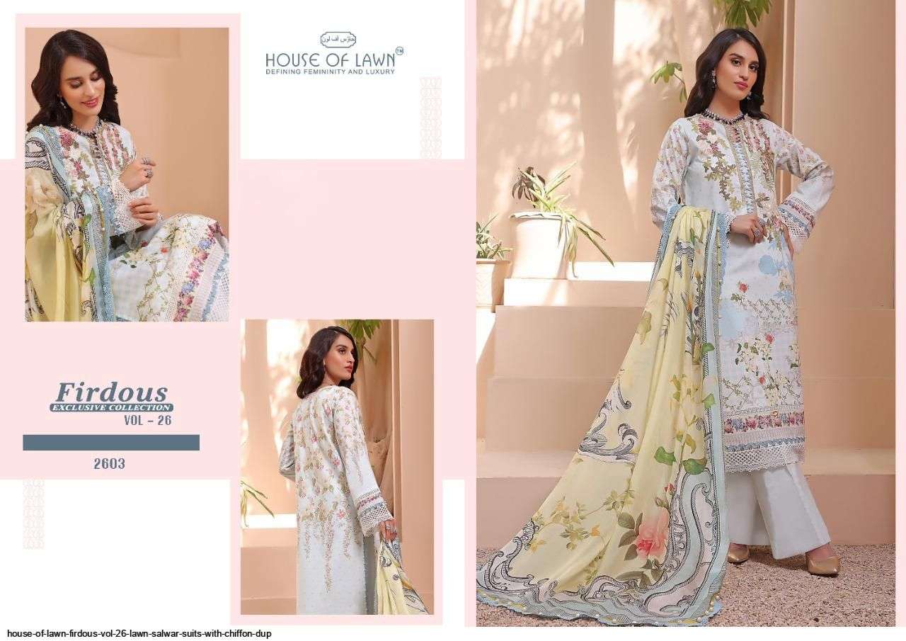HOUSE OF LAWN PRESENT FIRDOUS EXCLUSIVE COLLECTION VOL 26 PAKISTANI DESIGNER SUITS IN WHOLESALE PRICE IN SURAT - SAI DRESSES