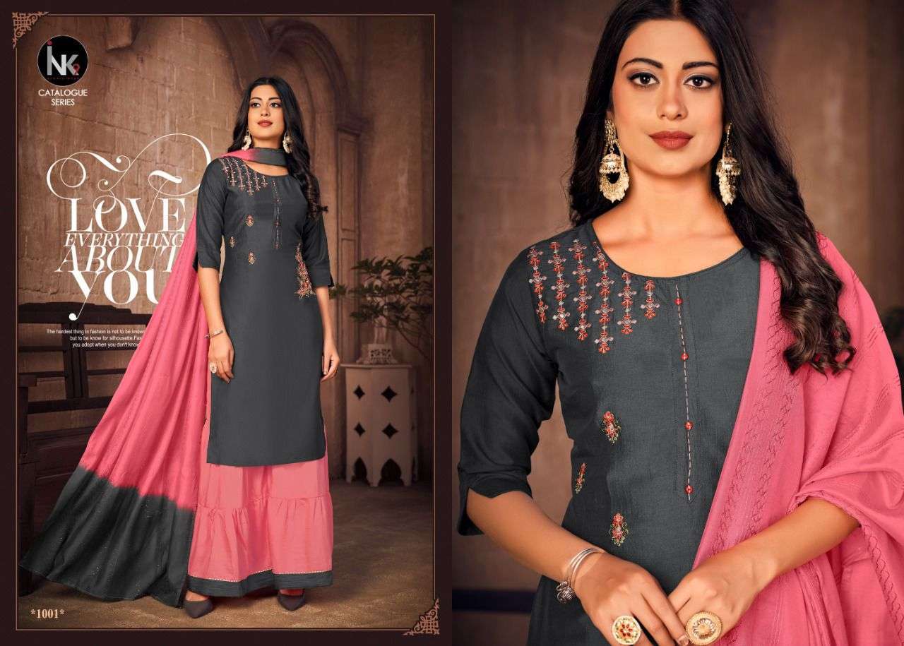 INK 9 PRESENT MAJESTY READYMADE PURE SILK SHARAR STYLE DESIGNER SUITS IN WHOLESALE PRICE IN SURAT - SAI DRESSES 