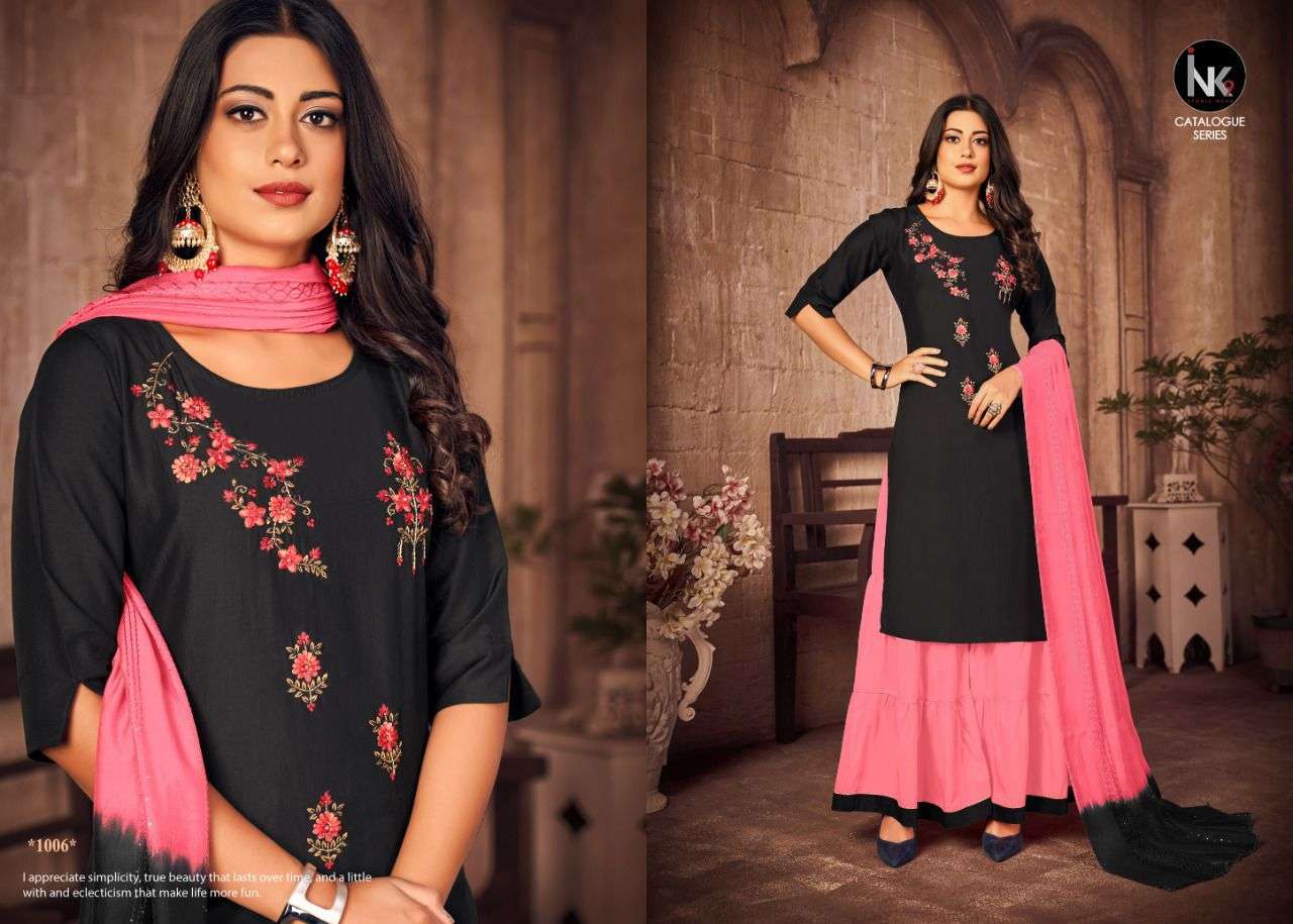 INK 9 PRESENT MAJESTY READYMADE PURE SILK SHARAR STYLE DESIGNER SUITS IN WHOLESALE PRICE IN SURAT - SAI DRESSES 