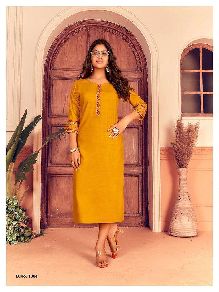 MAJISHA NX PRESENT HEER VOL 4 DAILY WEAR RAYON EMBROIDERED KURTIS IN WHOLESALE PRICE IN SURAT - SAI DRESSES