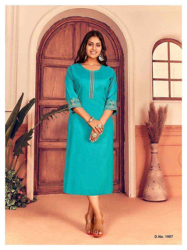 MAJISHA NX PRESENT HEER VOL 4 DAILY WEAR RAYON EMBROIDERED KURTIS IN WHOLESALE PRICE IN SURAT - SAI DRESSES