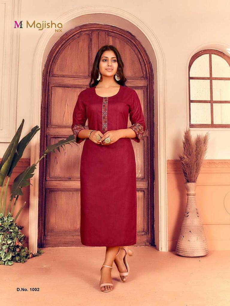 MAJISHA NX PRESENT HEER VOL 4 DAILY WEAR RAYON EMBROIDERED KURTIS IN WHOLESALE PRICE IN SURAT - SAI DRESSES