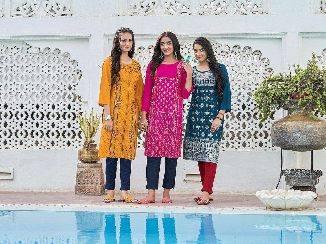 MAJISHA NX PRESENT MASAKALI VOL 1 DAILY WEAR SIMPLE RAYON KURTI IN WHOLESALE PRICE IN SURAT - SAI DRESSES