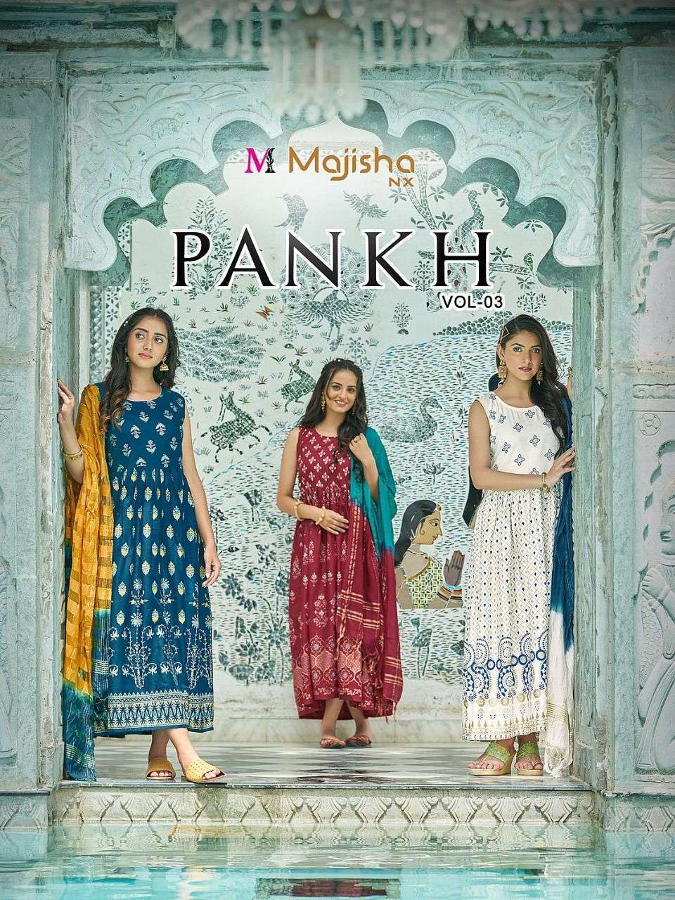 MAJISHA NX PRESENT PANKH VOL 3 LONG ANARKALI STYLE DESIGNER KURTI WITH DUPATTA IN WHOLESALE PRICE IN SURAT - SAI DRESSES