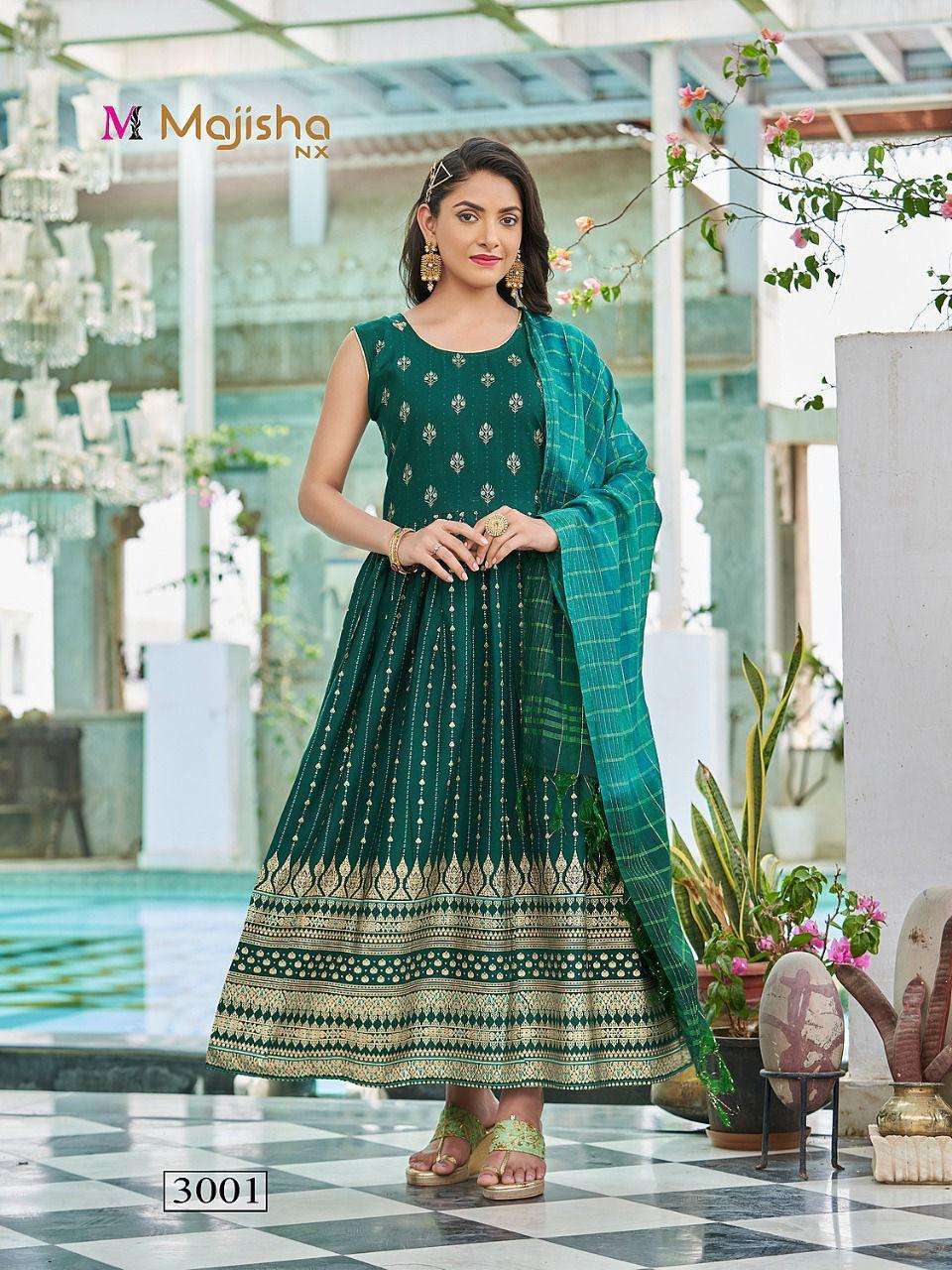 MAJISHA NX PRESENT PANKH VOL 3 LONG ANARKALI STYLE DESIGNER KURTI WITH DUPATTA IN WHOLESALE PRICE IN SURAT - SAI DRESSES