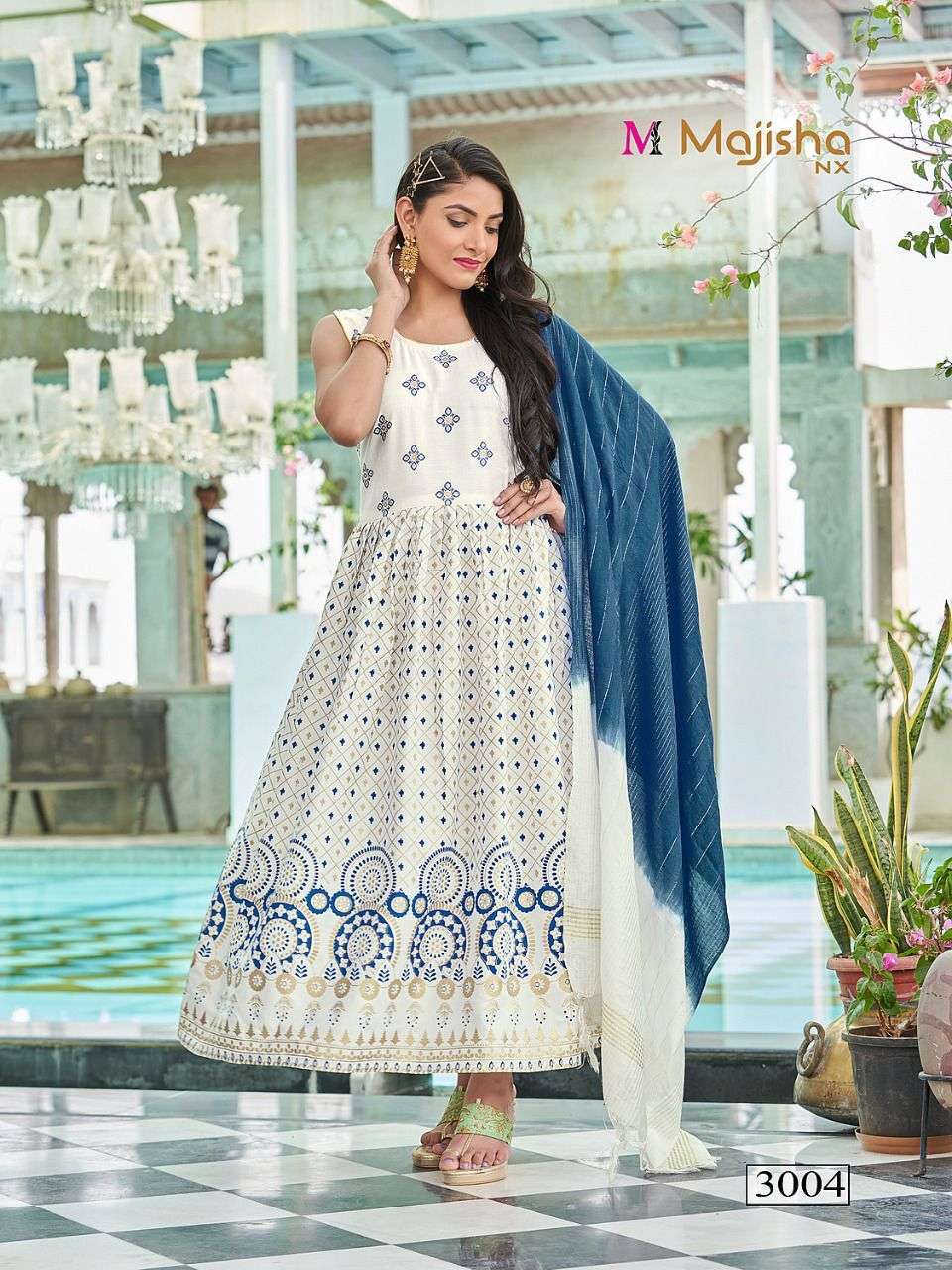 MAJISHA NX PRESENT PANKH VOL 3 LONG ANARKALI STYLE DESIGNER KURTI WITH DUPATTA IN WHOLESALE PRICE IN SURAT - SAI DRESSES