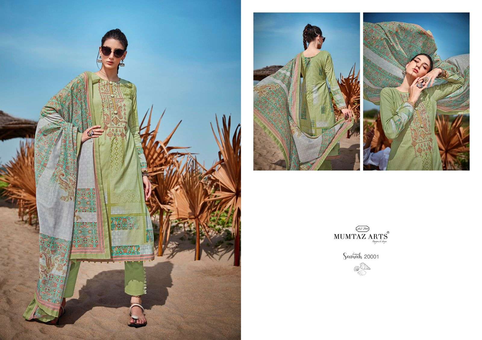 MUMTAZ ARTS PRESENT SAMAH LAWN COTTON WITH EMBROIDERED DESIGNER SUITS IN WHOLESALE PRICE IN SURAT - SAI DRESSES