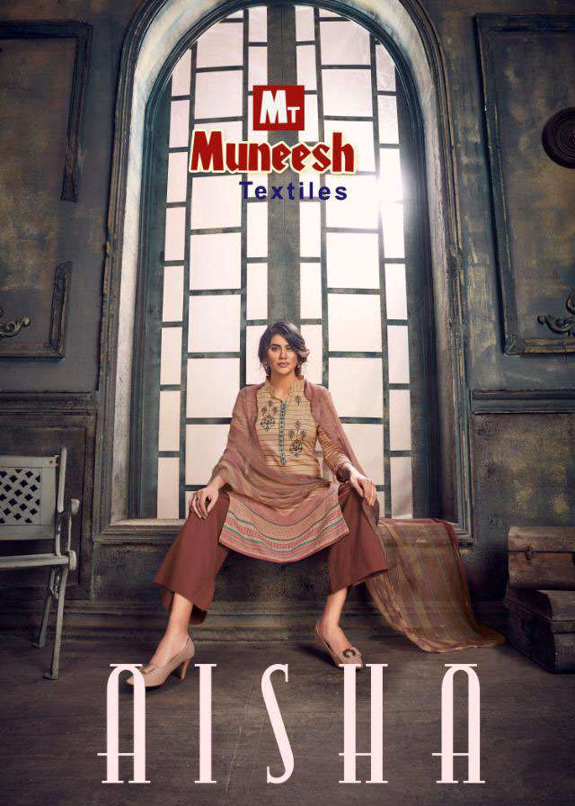 MUNEESH TEXTILES PRESENT AISHA COTTON EMBROIDERED SALWAR SUITS IN WHOLESALE PRICE IN SURAT - SAI DRESSES