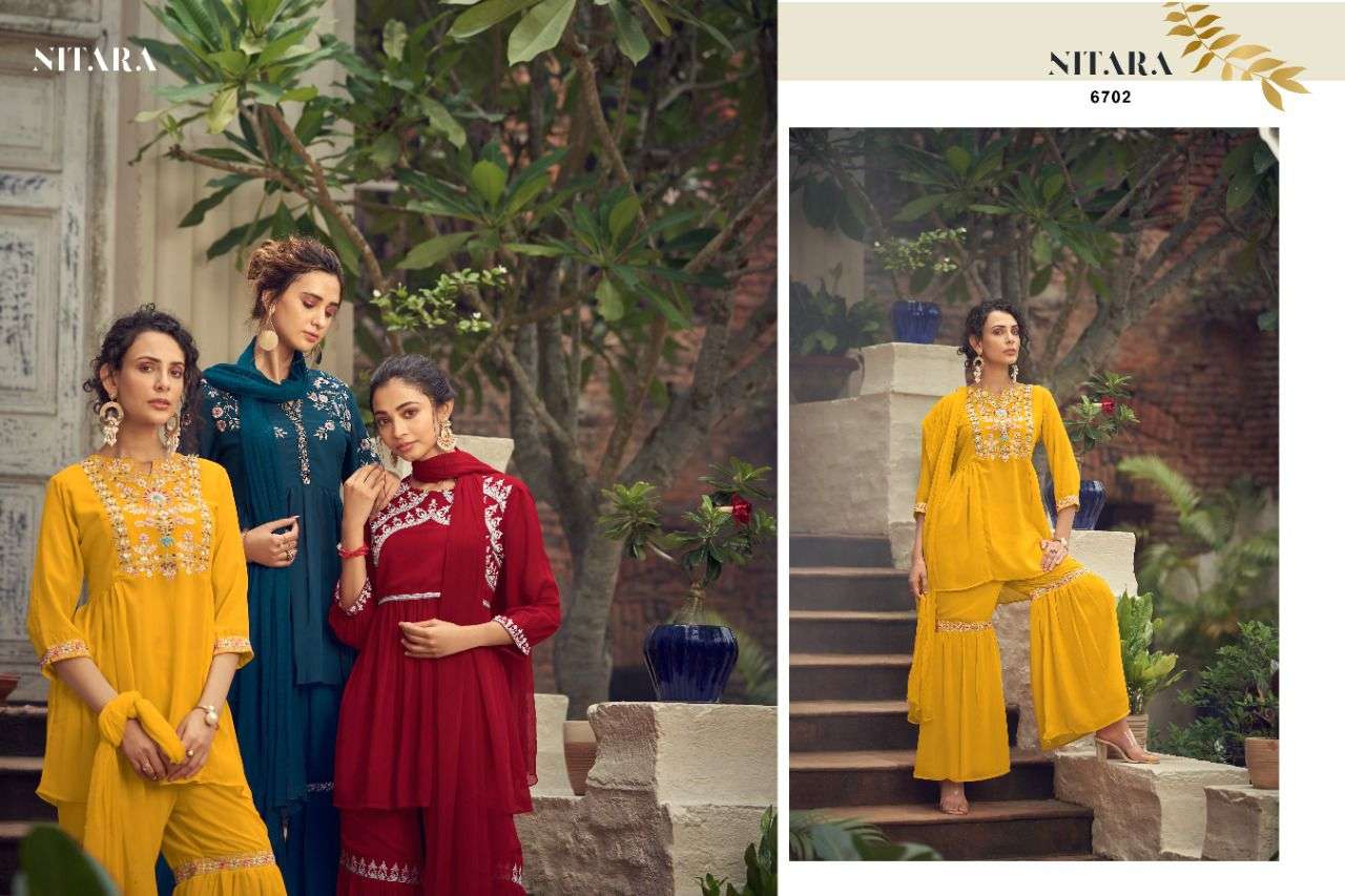 NITARA PRESENT GHAZAL VOL 2 READYMADE SHARARA STYLE 3 PIECE CONCEPT IN WHOLESALE PRICE IN SURAT - SAI DRESSES