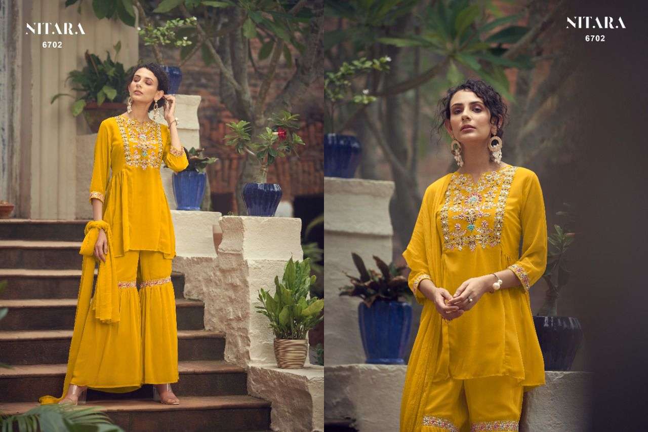 NITARA PRESENT GHAZAL VOL 2 READYMADE SHARARA STYLE 3 PIECE CONCEPT IN WHOLESALE PRICE IN SURAT - SAI DRESSES