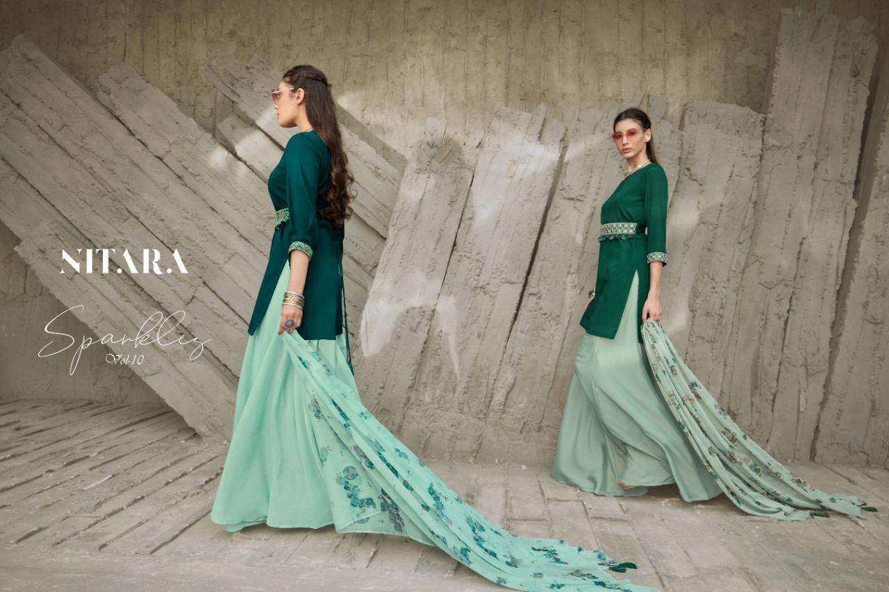 NITARA PRESENTS SPARKLES VOL 10 KURTI SKIRT WITH DUPATTA IN WHOLESALE PRICE IN SURAT - SAI DRESSES