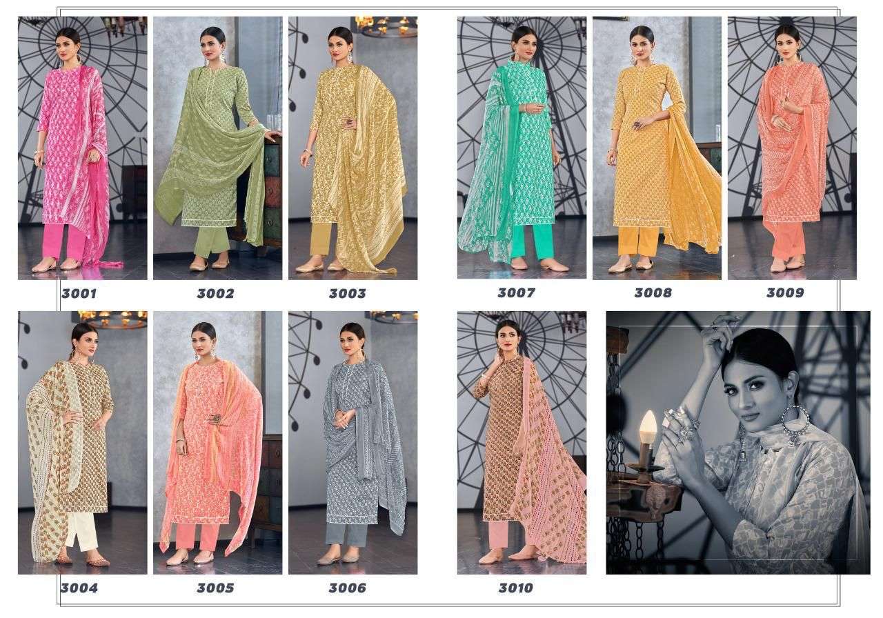 RADHA FAB PRESENT GLAMOUR VOL 3 FOIL PRINTED PANT STYLE DRESS MATERIAL IN WHOLESALE PRICE IN SURAT - SAI DRESSES