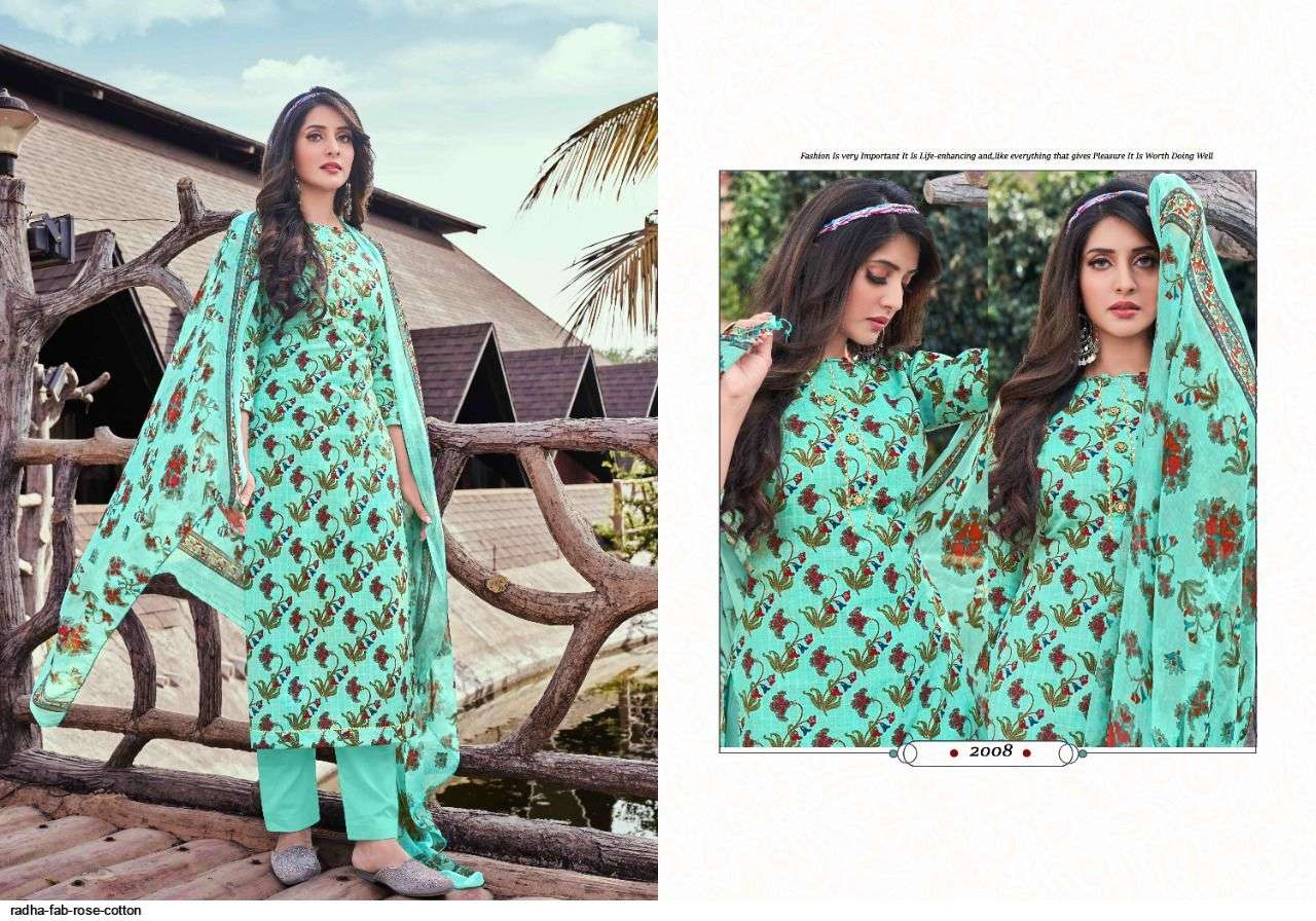 RADHA FAB PRESENT ROSE COTTON FOIL PRINT PANT STYLE DRESS MATERIAL IN WHOLESALE PRICE IN SURAT - SAI DRESSES