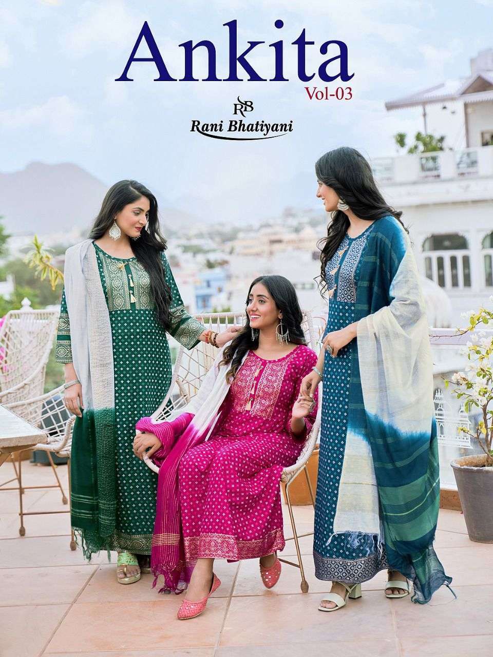  RANI BHATIYANI PRESENT ANKITA VOL 3 RAYON LONG GOWN STYLE DESIGNER KURTI WITH DUPATTA IN WHOLESALE RATE IN SURAT - SAI DRESSES