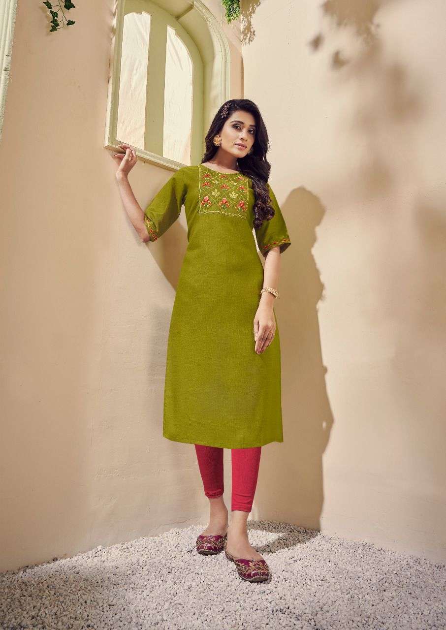 RIYA DESIGNER PRESENT AAROHI VOL 2 COTTON SLUB CASUAL WEAR KURTI COLLECTION IN WHOLESALE PRICE IN SURAT - SAI DRESSES