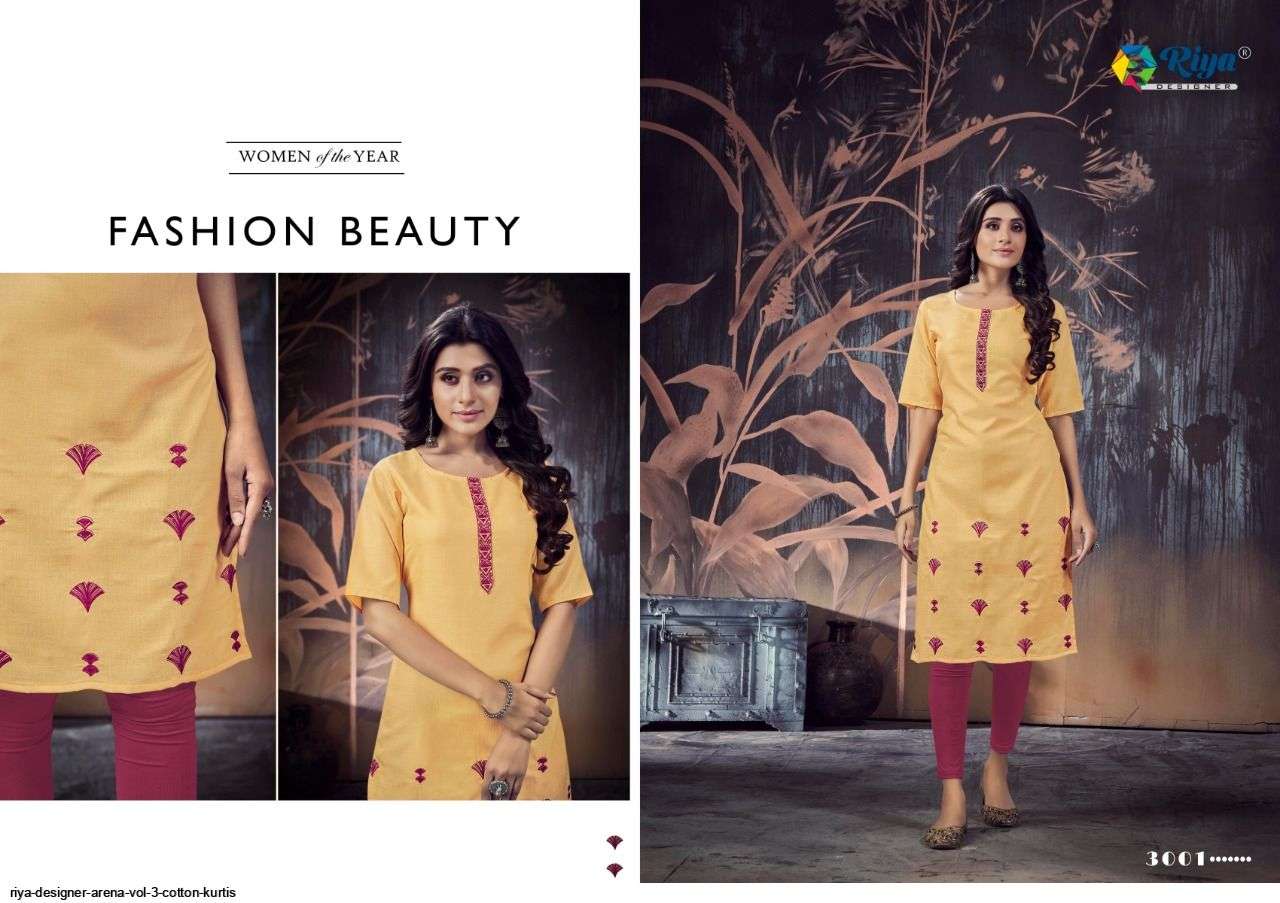 RIYA DESIGNER PRESENT ARENA VOL 3 DAILY WEAR COTTON KURTIS IN WHOLESALE PRICE IN SURAT - SAI DRESSES