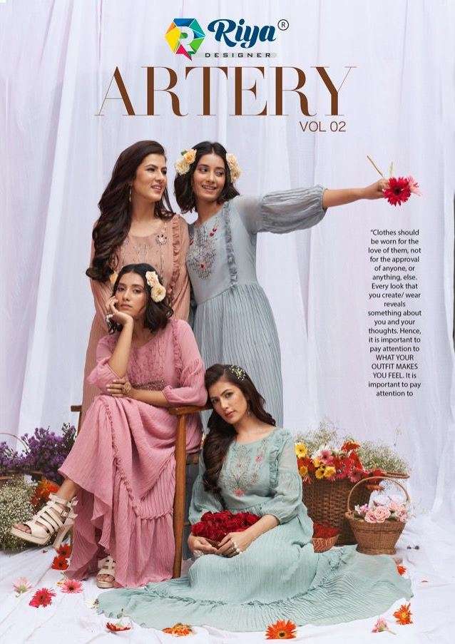 RIYA DESIGNER PRESENT ARTERY VOL 2 READY TO WEAR LONG GOWN STYLE DESIGNER KURTI IN WHOLESALE PRICE IN SURAT - SAI DRESSES
