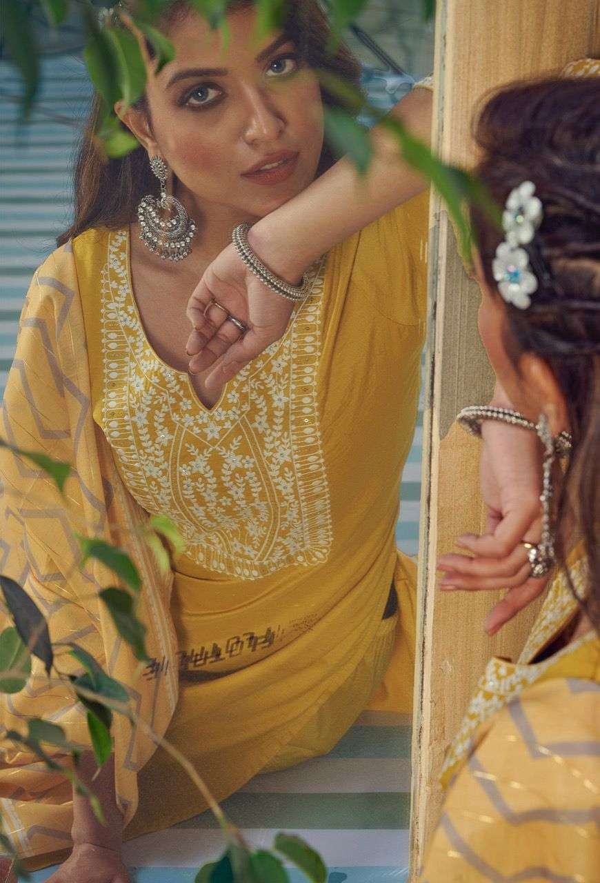 RIYA DESIGNER PRESENT GLAMOROUS FESTIVE WEAR EXCLUSIVE CHINON READYMADE SALWAR SUITS IN WHOLESALE PRICE IN SURAT - SAI DRESSES