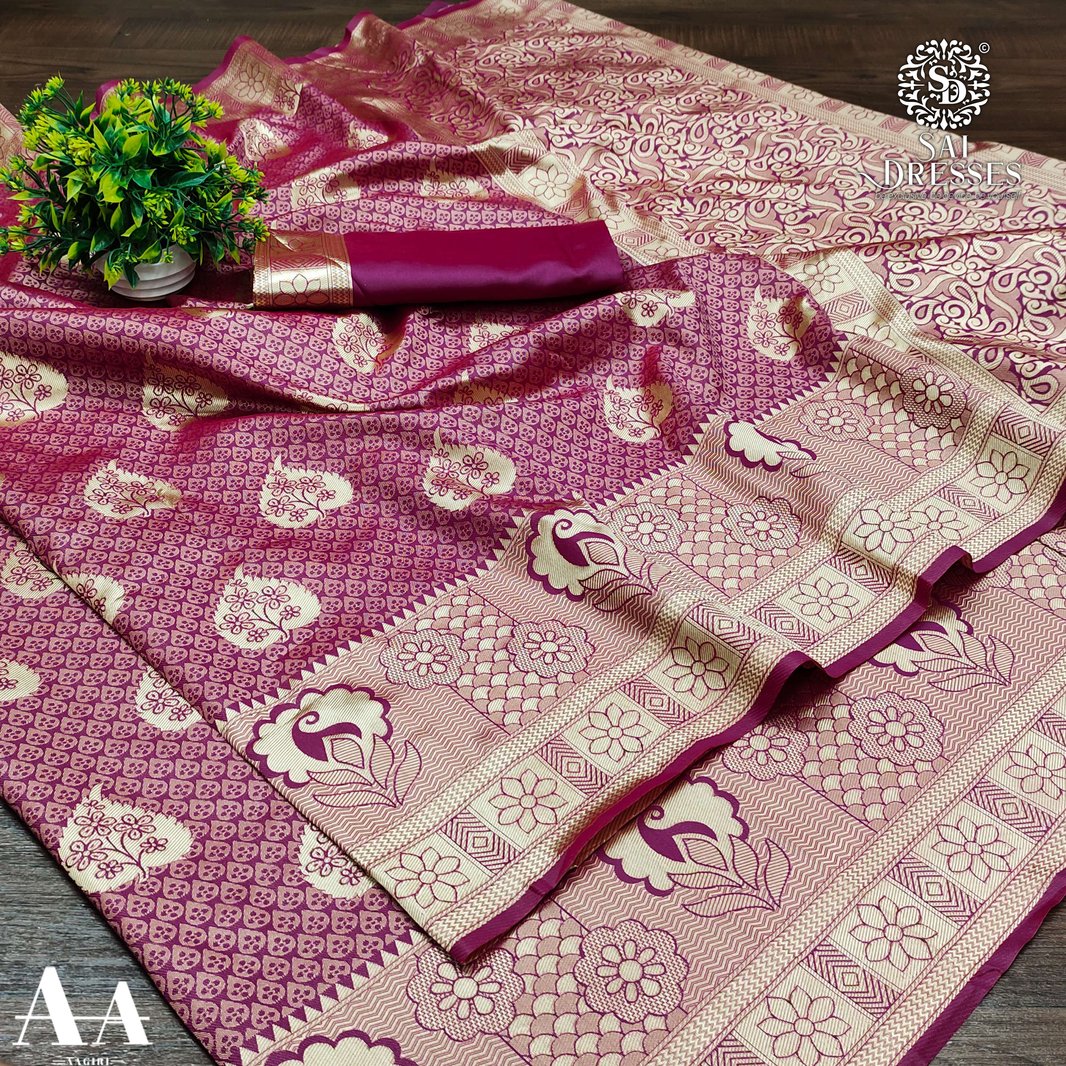 SAI DRESSES PRESENT LITCHI SILK BEAUTIFUL DESIGNER SAREE IN WHOLESALE RATE IN SURAT 