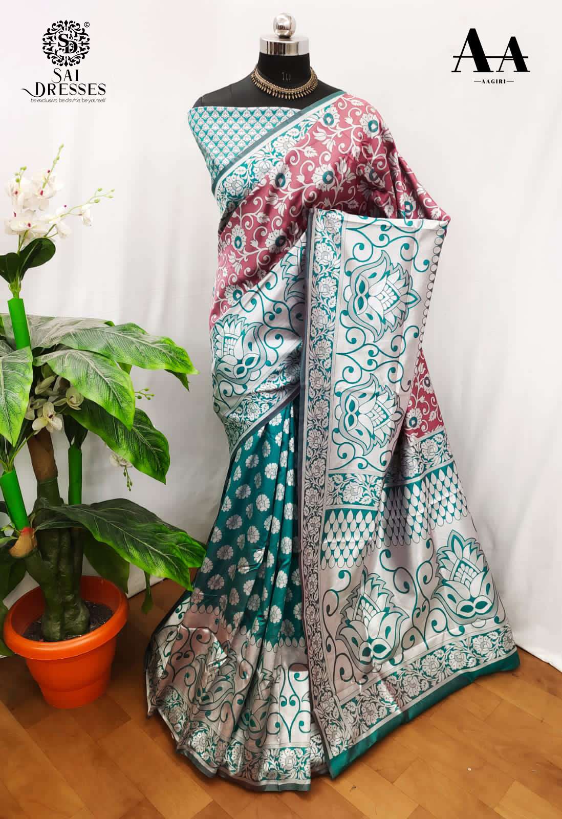 SAI DRESSES PRESENT LITCHI SILK PARTY WEAR DESIGNER SAREE IN WHOLESALE RATE IN SURAT 