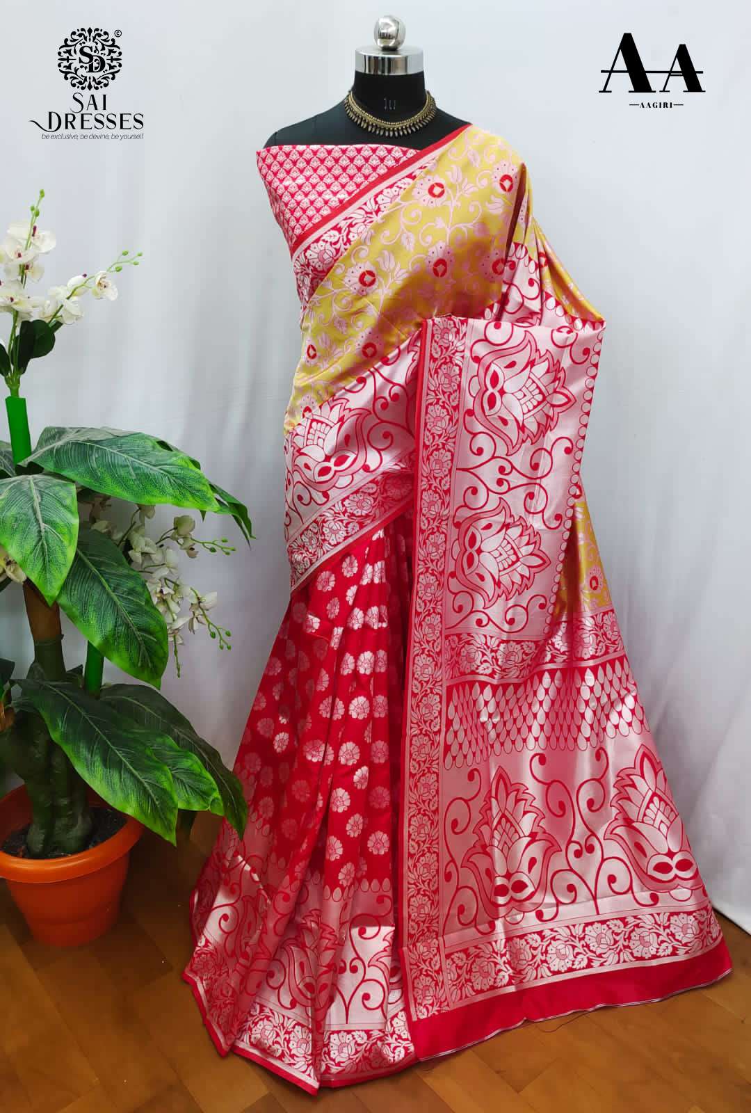 SAI DRESSES PRESENT LITCHI SILK PARTY WEAR DESIGNER SAREE IN WHOLESALE RATE IN SURAT 