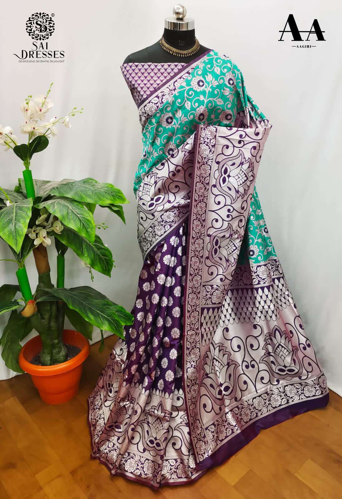 SAI DRESSES PRESENT LITCHI SILK PARTY WEAR DESIGNER SAREE IN WHOLESALE RATE IN SURAT 