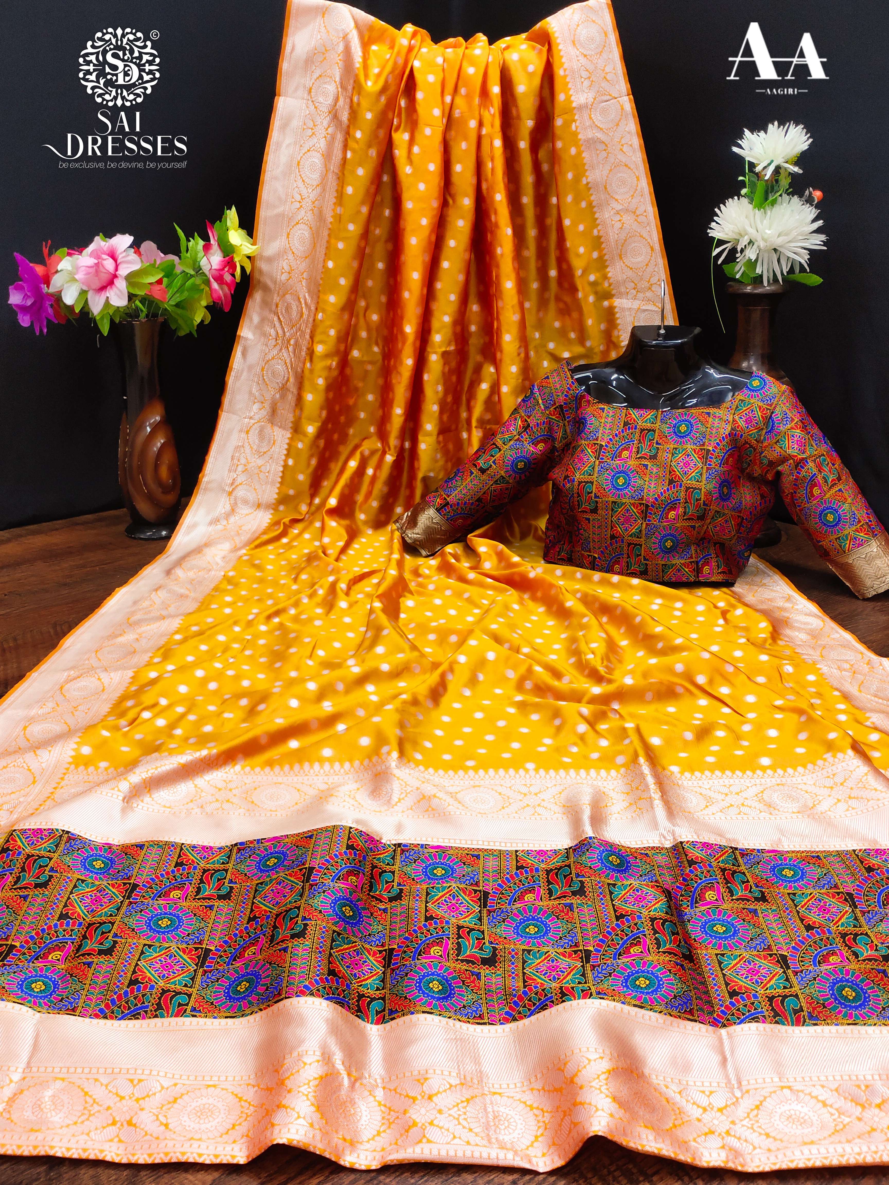 SAI DRESSES PRESENT LITCHI SILK PATOLA STYLE DESIGNER SAREE IN WHOLESALE RATE IN SURAT