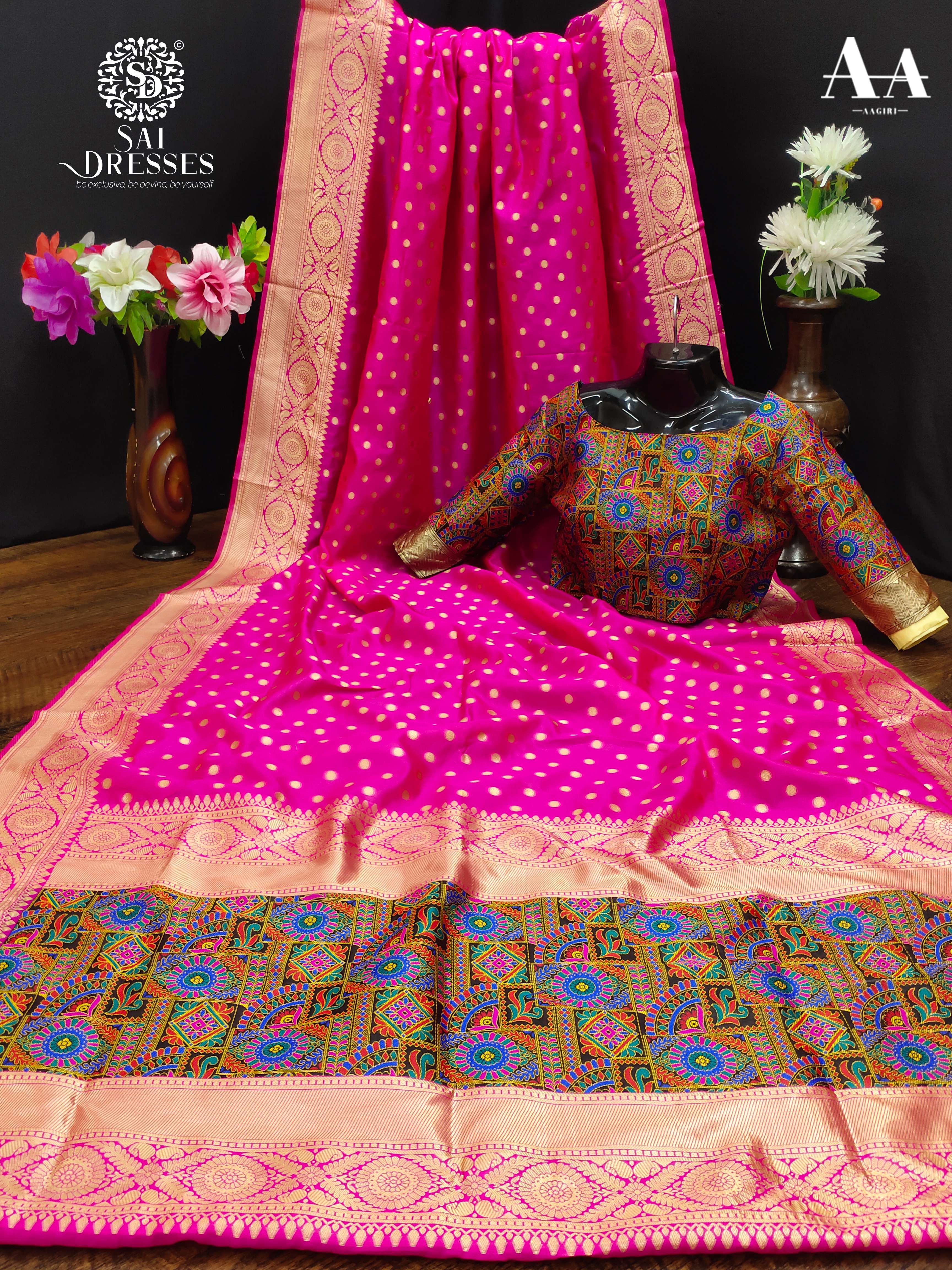 SAI DRESSES PRESENT LITCHI SILK PATOLA STYLE DESIGNER SAREE IN WHOLESALE RATE IN SURAT