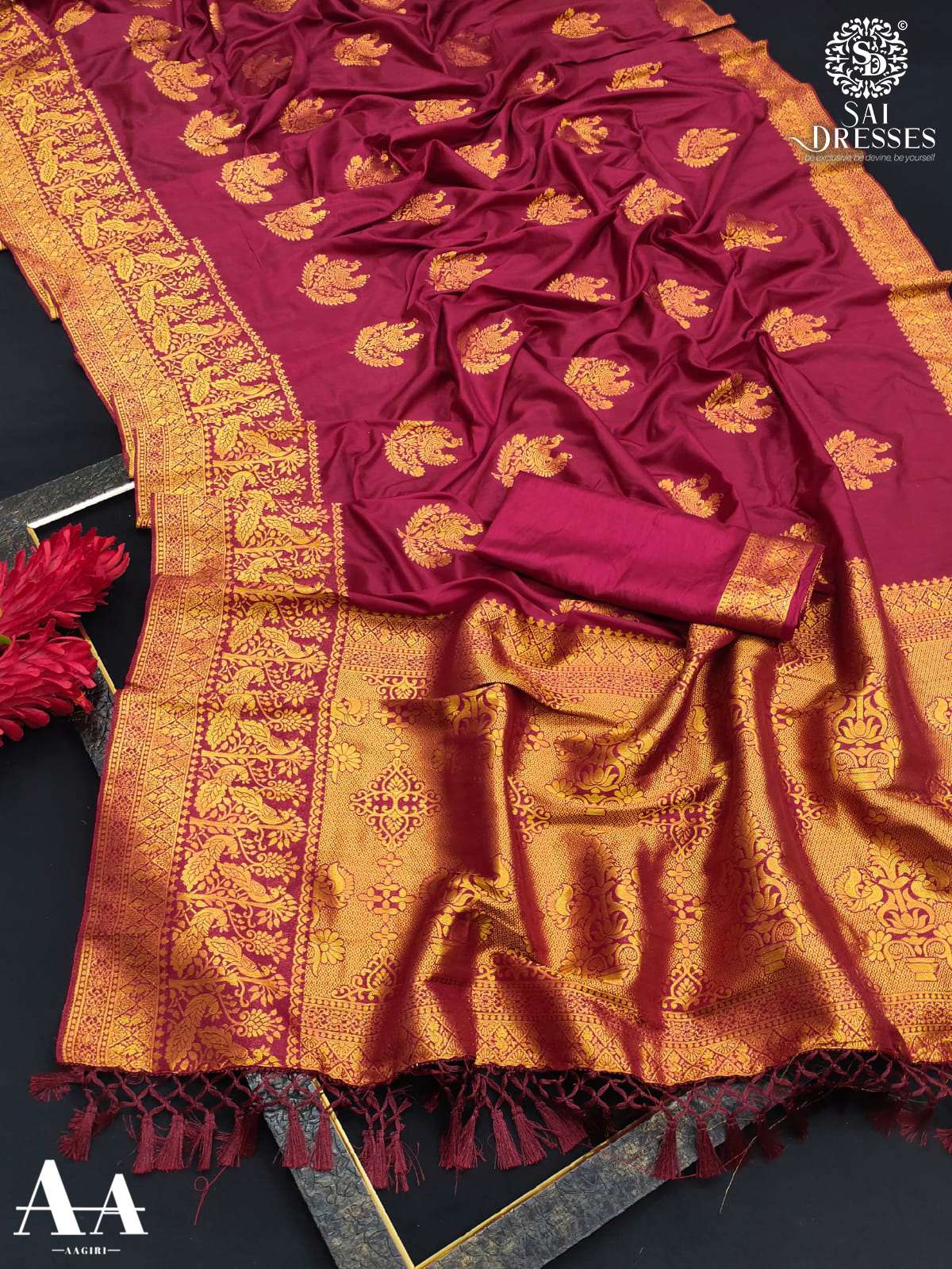 Buy Hot Pink Dola Silk Banarasi Saree with Bandhani Weave