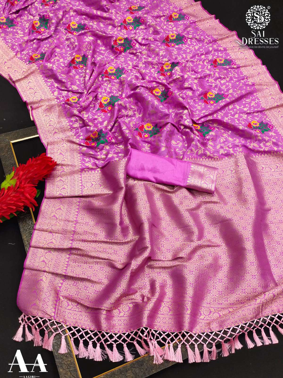 SAI DRESSES PRESENT NYLON SILK PARTY WEAR DESIGNER SAREE IN WHOLESALE RATE IN SURAT