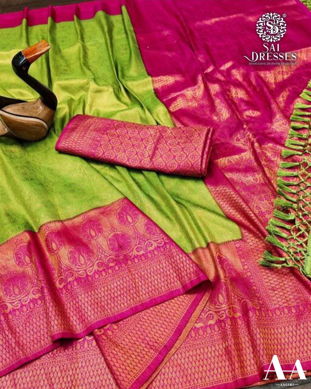 SAI DRESSES PRESENT NYLON SOFT SILK DESIGNER SAREE IN WHOLESALE RATE IN SURAT 