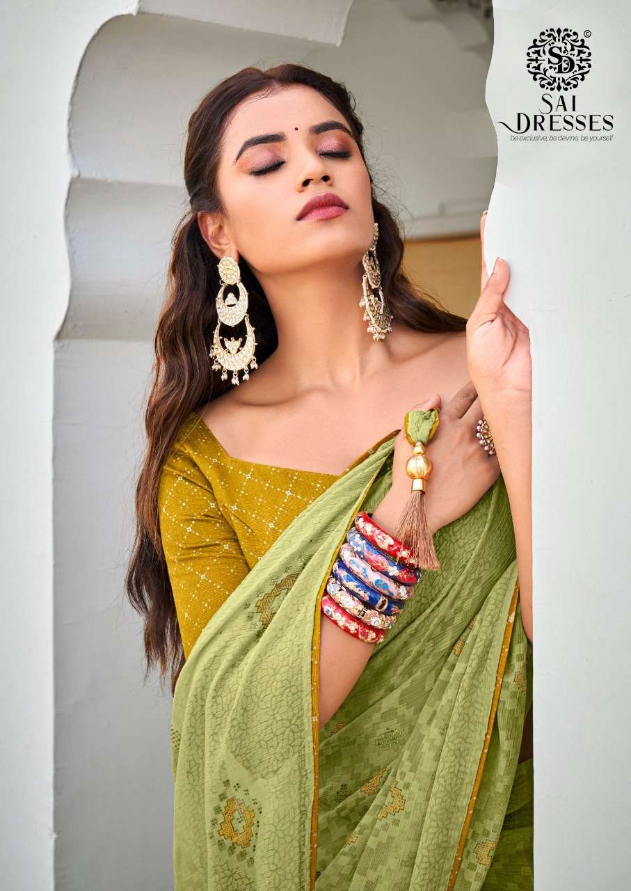 SAI DRESSES PRESENT SWEETY 5D BRASSO WITH SIROSKI WORK DESIGNER SAREE IN WHOLESALE RATE IN SURAT 