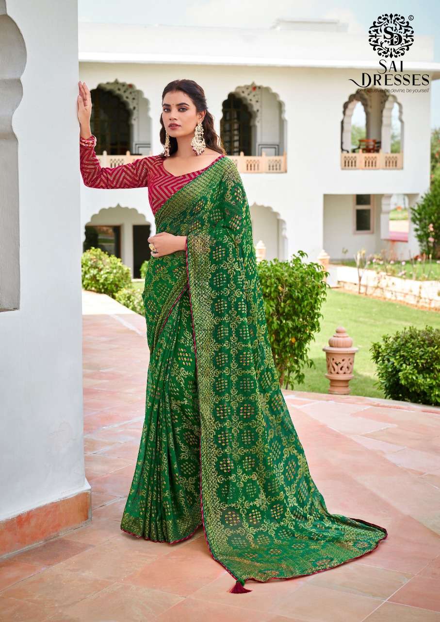 SAI DRESSES PRESENT SWEETY 5D BRASSO WITH SIROSKI WORK DESIGNER SAREE IN WHOLESALE RATE IN SURAT 