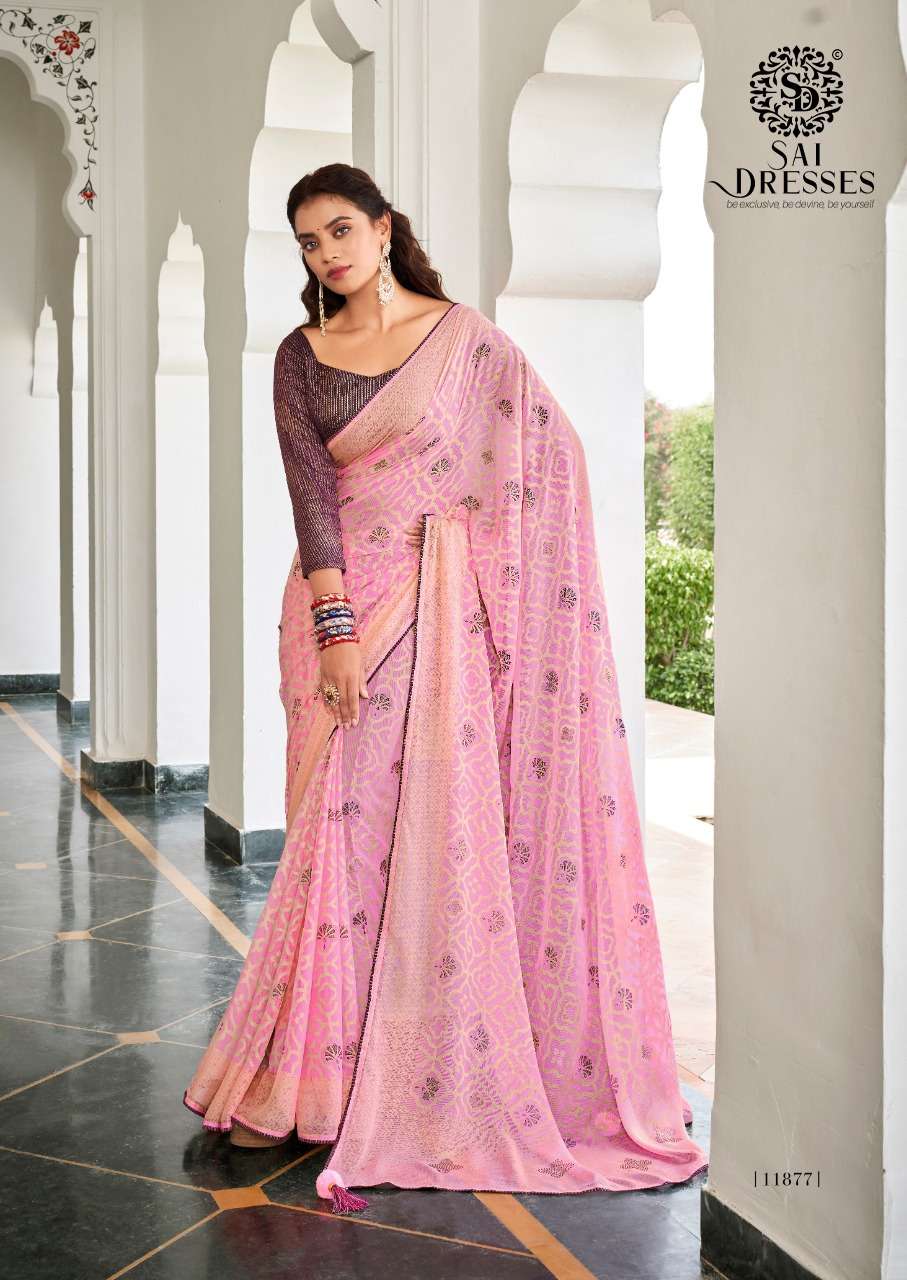 SAI DRESSES PRESENT SWEETY 5D BRASSO WITH SIROSKI WORK DESIGNER SAREE IN WHOLESALE RATE IN SURAT 