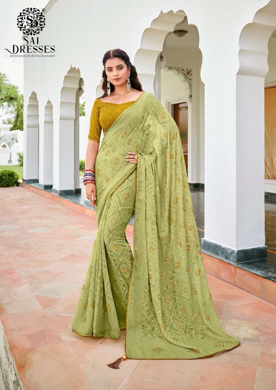 SAI DRESSES PRESENT SWEETY 5D BRASSO WITH SIROSKI WORK DESIGNER SAREE IN WHOLESALE RATE IN SURAT 