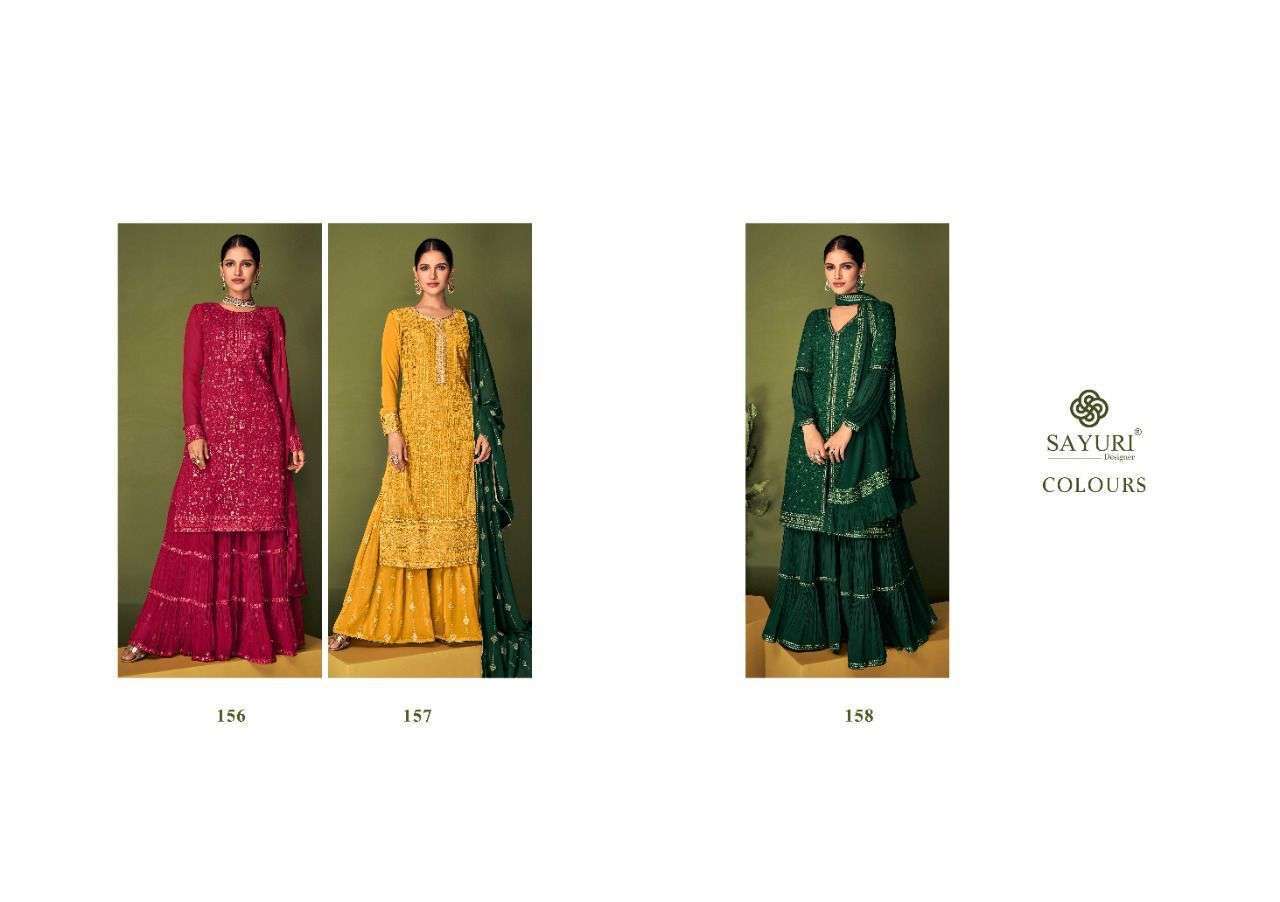 SAYURI DESIGNER PRESENT COLOURS READY TO WEAR PLAZZO STYLE DESIGNER SUITS IN WHOLESALE PRICE IN SURAT - SAI DRESSES