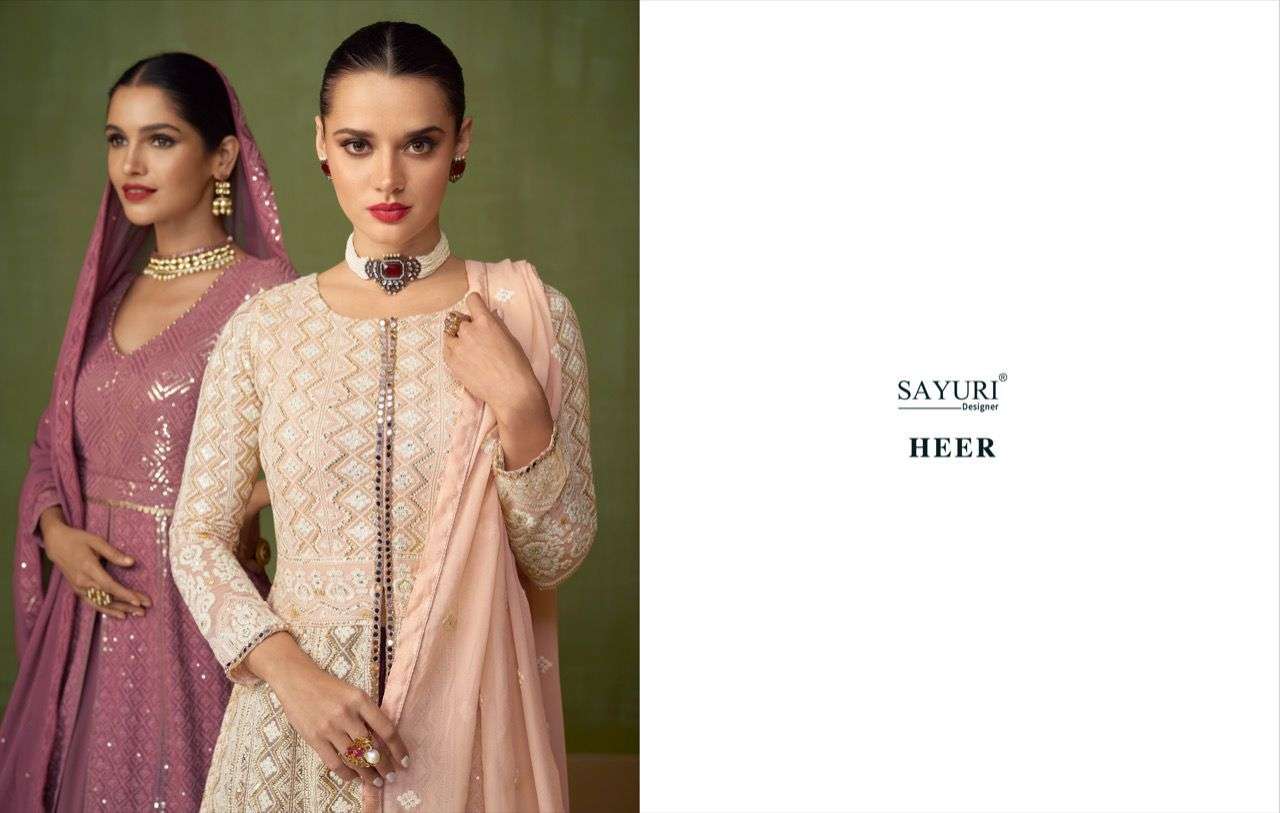 SAYURI DESIGNER PRESENT HEER READYMADE GEORGETTE PARTY WEAR DESIGNER SUITS IN WHOLESALE PRICE IN SURAT - SAI DRESSES