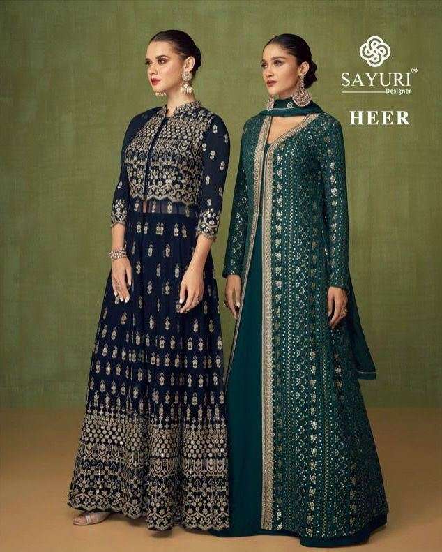 SAYURI DESIGNER PRESENT HEER READYMADE GEORGETTE PARTY WEAR DESIGNER SUITS IN WHOLESALE PRICE IN SURAT - SAI DRESSES