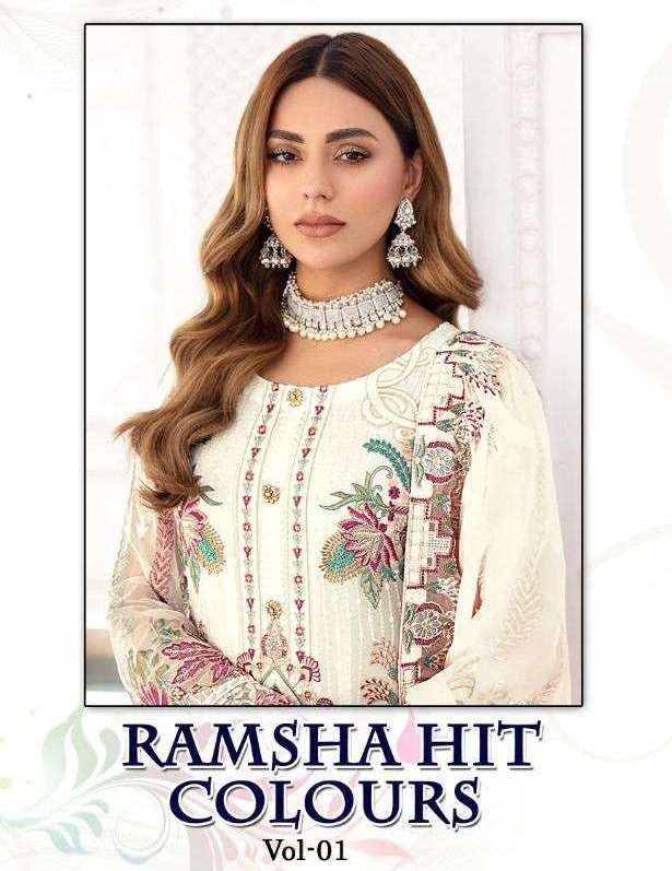SHEESHMAHAL PRESENT RAMSHA HIT COLOURS VOL 1 SEMI STITCHED PAKISTANI DESIGNER SUITS IN WHOLESALE PRICE IN SURAT - SAI DRESSES