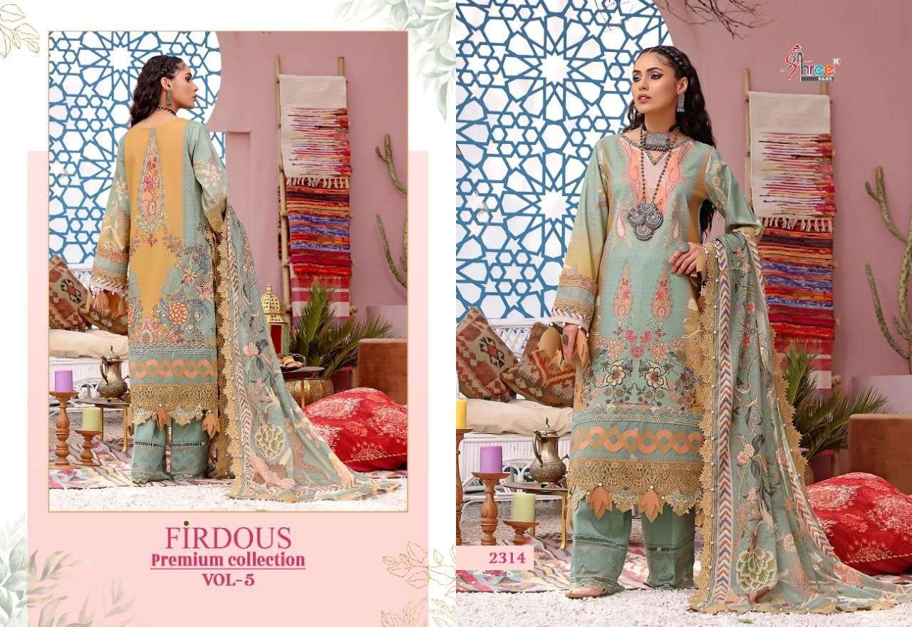 SHREE FABS PRESENT FIRDOUS PREMIUM COLLECTION VOL 5 PURE COTTON PAKISTANI SUITS IN WHOLESALE PRICE IN SURAT - SAI DRESSES