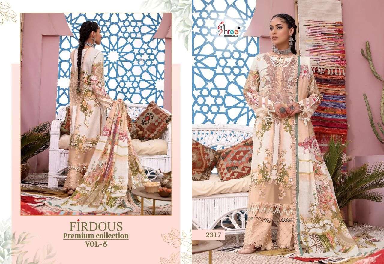SHREE FABS PRESENT FIRDOUS PREMIUM COLLECTION VOL 5 PURE COTTON PAKISTANI SUITS IN WHOLESALE PRICE IN SURAT - SAI DRESSES