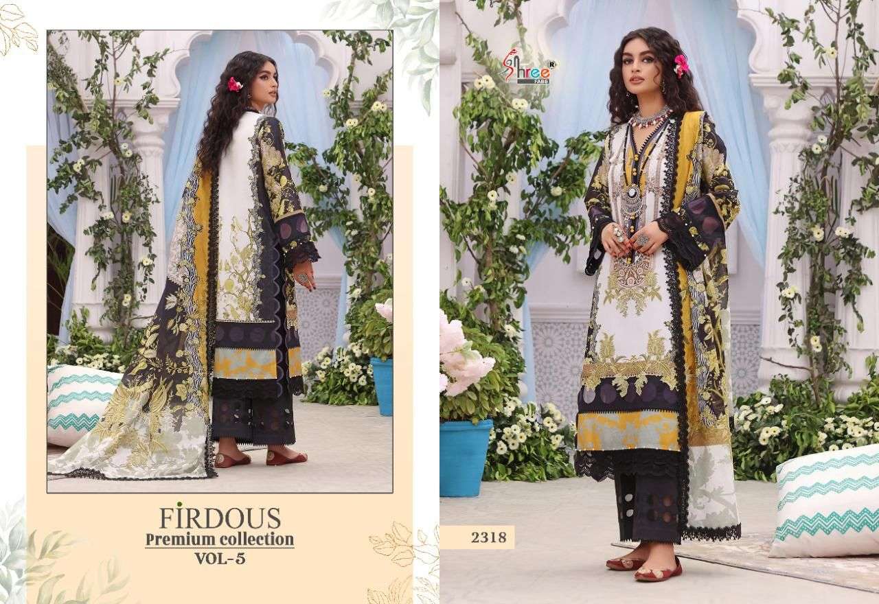 SHREE FABS PRESENT FIRDOUS PREMIUM COLLECTION VOL 5 PURE COTTON PAKISTANI SUITS IN WHOLESALE PRICE IN SURAT - SAI DRESSES