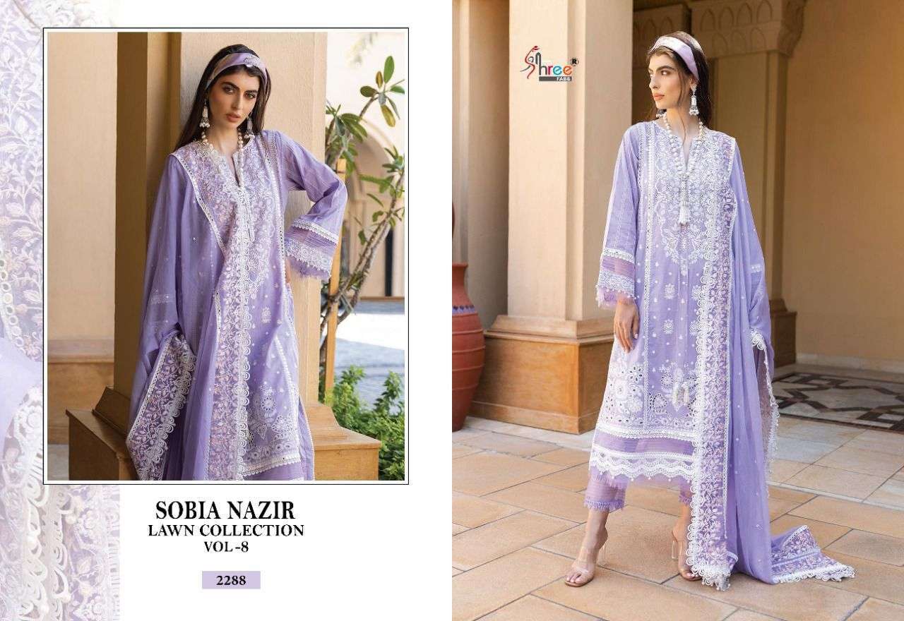 SHREE FABS PRESENT SOBIA NAZIR LAWN COLLECTION VOL 8 PAKISTANI DESIGNER SUITS IN WHOLESALE PRICE IN SURAT - SAI DRESSES
