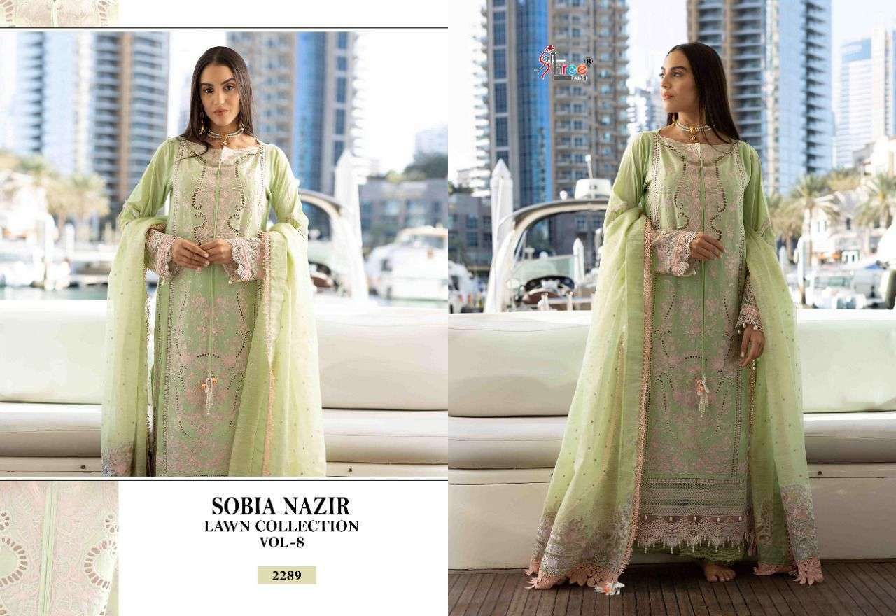SHREE FABS PRESENT SOBIA NAZIR LAWN COLLECTION VOL 8 PAKISTANI DESIGNER SUITS IN WHOLESALE PRICE IN SURAT - SAI DRESSES
