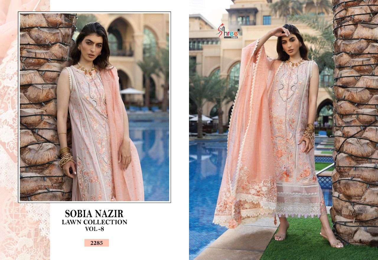SHREE FABS PRESENT SOBIA NAZIR LAWN COLLECTION VOL 8 PAKISTANI DESIGNER SUITS IN WHOLESALE PRICE IN SURAT - SAI DRESSES