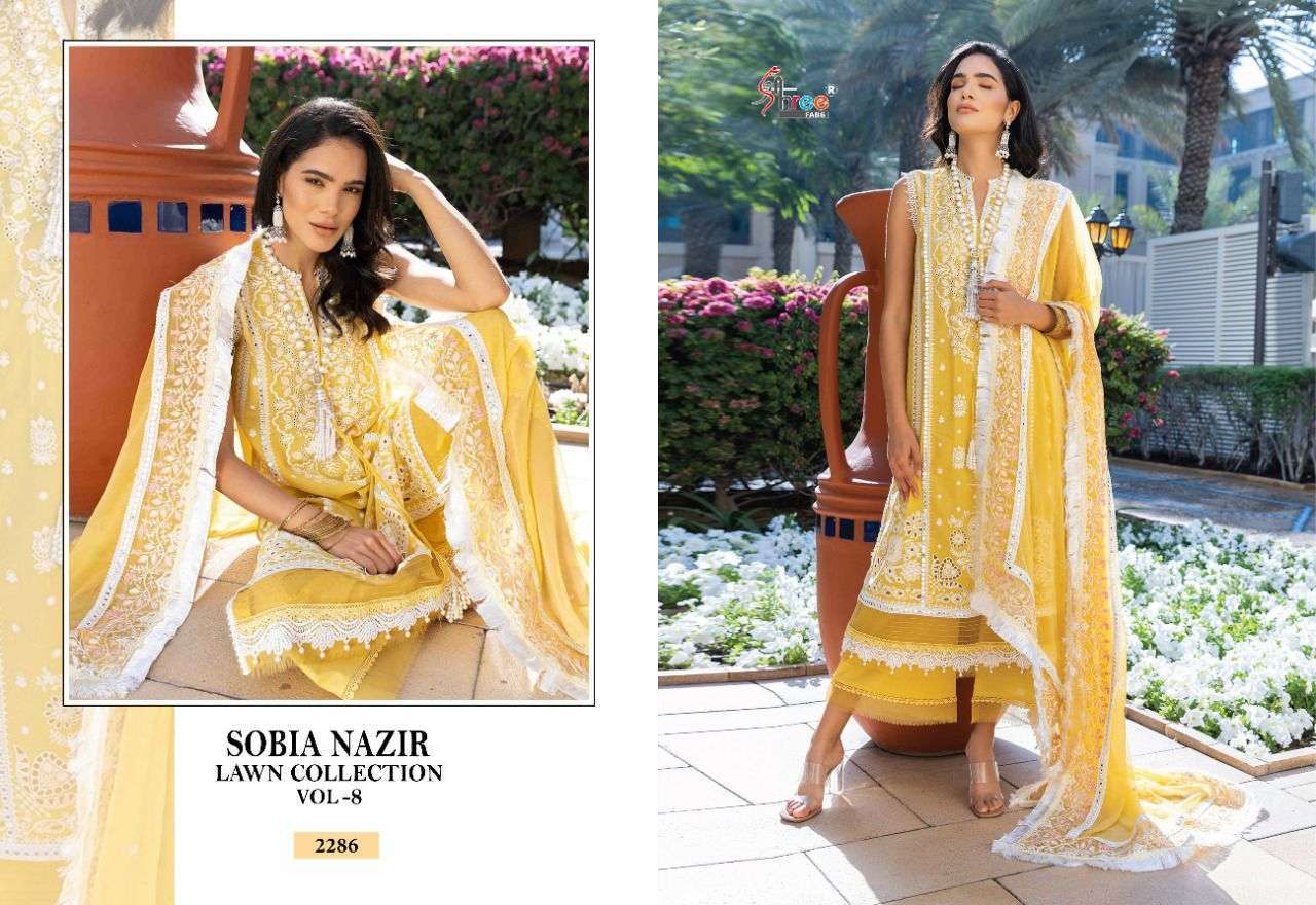 SHREE FABS PRESENT SOBIA NAZIR LAWN COLLECTION VOL 8 PAKISTANI DESIGNER SUITS IN WHOLESALE PRICE IN SURAT - SAI DRESSES