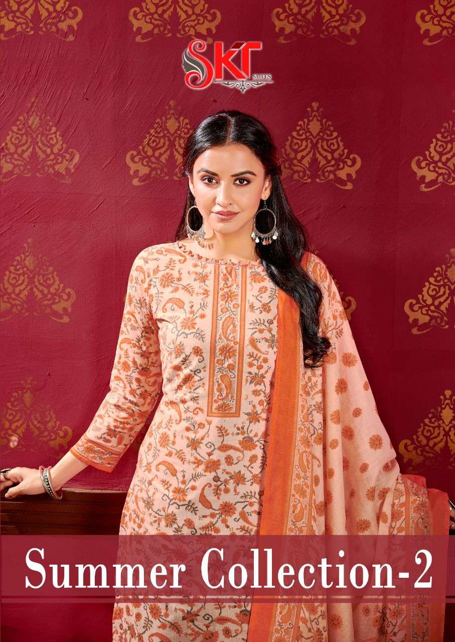SKT SUITS PRESENT SUMMER COLLECTION VOL 2 DAILY WEAR PURE COTTON PANT STYLE DRESS MATERIAL IN WHOLESALE PRICE IN SURAT - SAI DRESSES