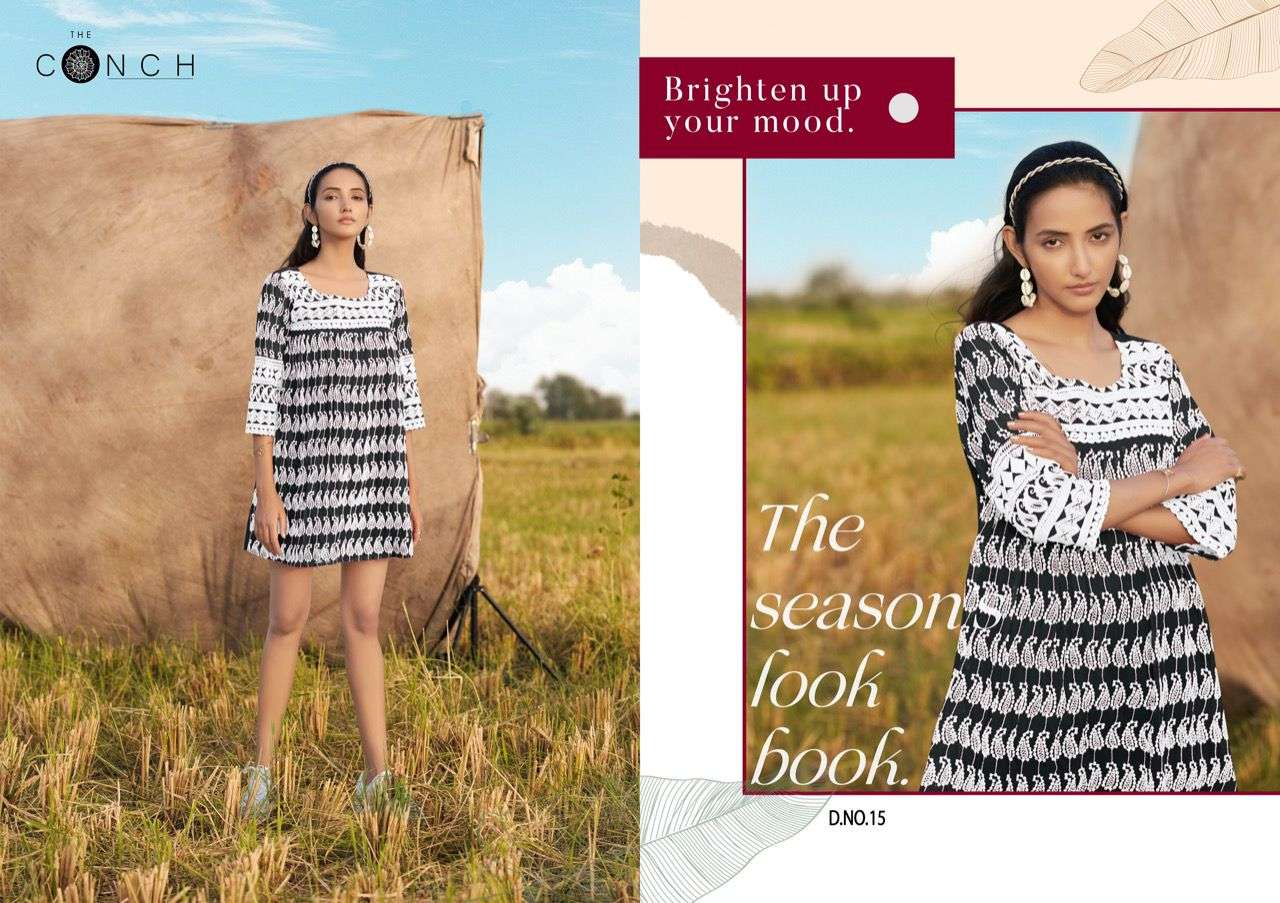 THE CONCH PRESENT COLOR PLUS VOL 2 GEORGETTE WITH SHIFALI WORK EXCLUSIVE TUNIC TOPS IN WHOLESALE PRICE IN SURAT - SAI DRESSES