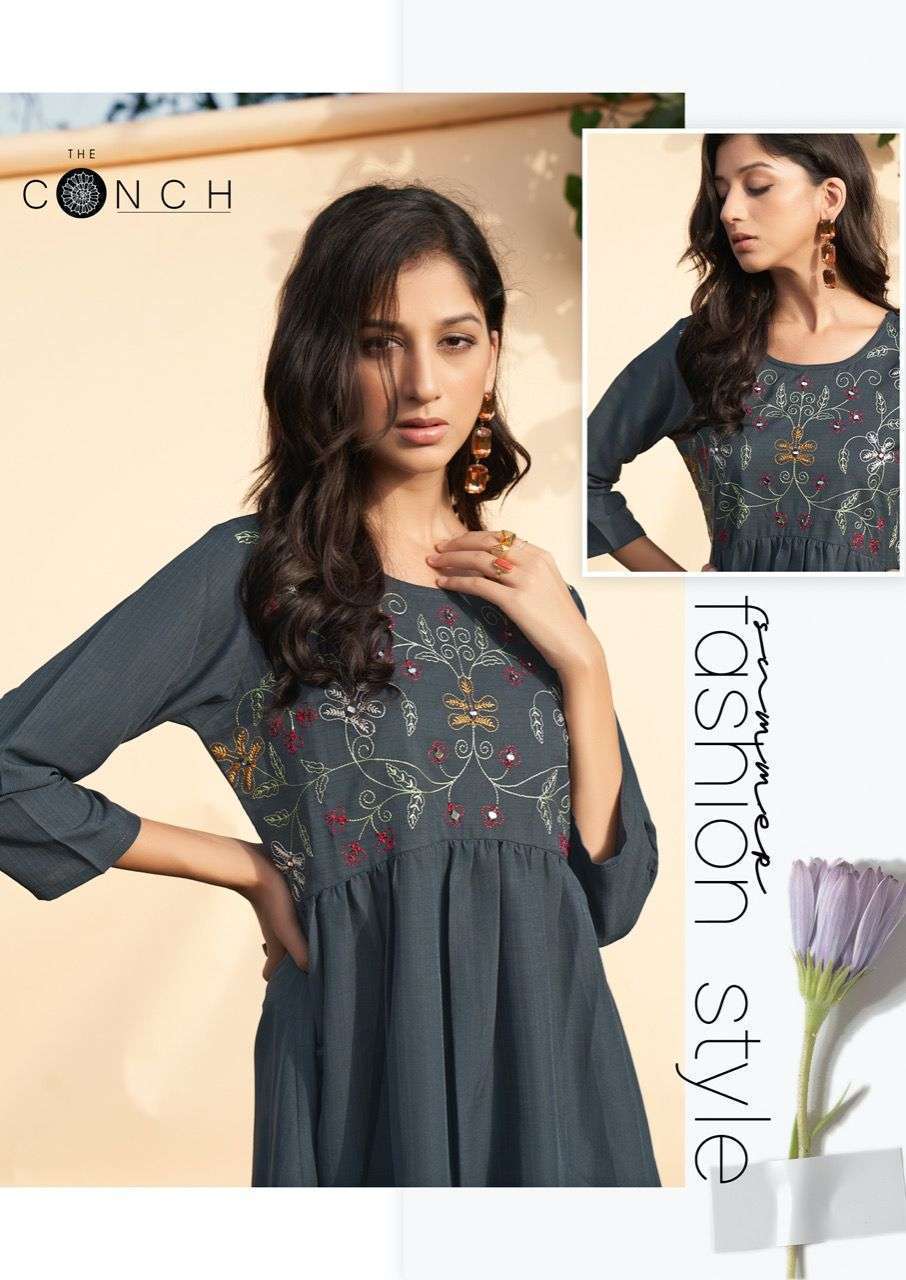 THE CONCH PRESENT CONCH DESIGNER FANCY TUNIC TOPS COLLECTION IN WHOLESALE PRICE IN SURAT - SAI DRESSES