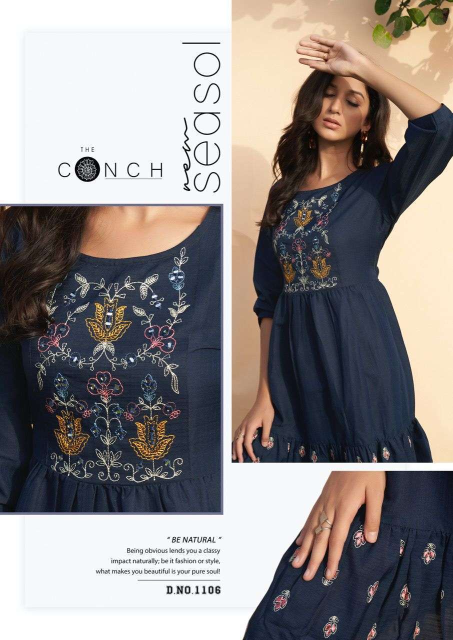 THE CONCH PRESENT CONCH DESIGNER FANCY TUNIC TOPS COLLECTION IN WHOLESALE PRICE IN SURAT - SAI DRESSES